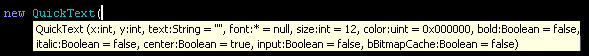 The options of the QuickText class.