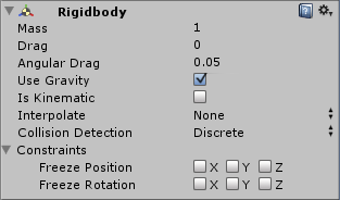 Rigidbody settings.