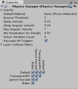 Physics settings.
