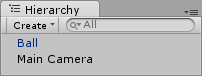 Ball is now blue in the hierarchy window.