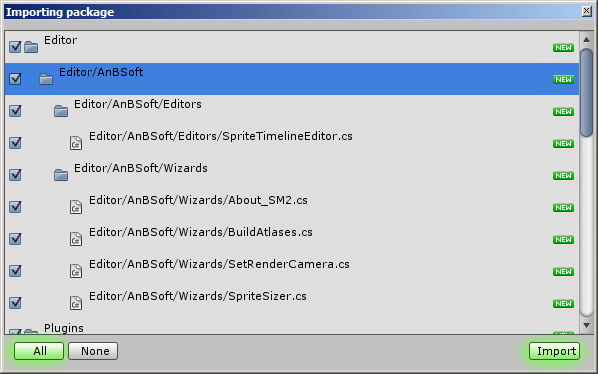 Import assets wizard.