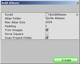 Build Atlases Settings are optimal by default.