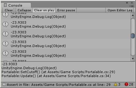 Debug console in action.